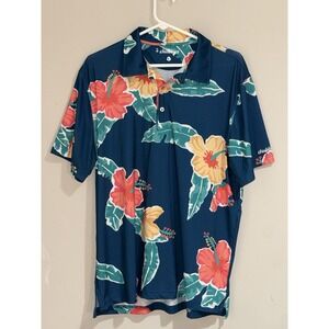 Chubbies Men's Large The Floral Reef Performance Polo Shirt Golf Beach Tropical